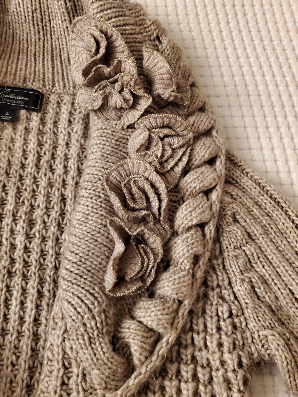 Dress Barn Taupe Knit Long Sleeve Cardigan Dress S - Picture 7 of 16